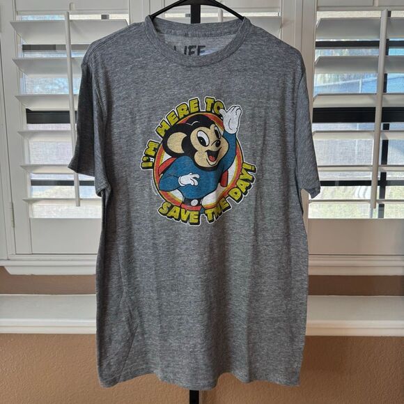 Radio Days Mighty Mouse I’m Here To Save The Day Gray Shirt Size Large Classic - Picture 1 of 4